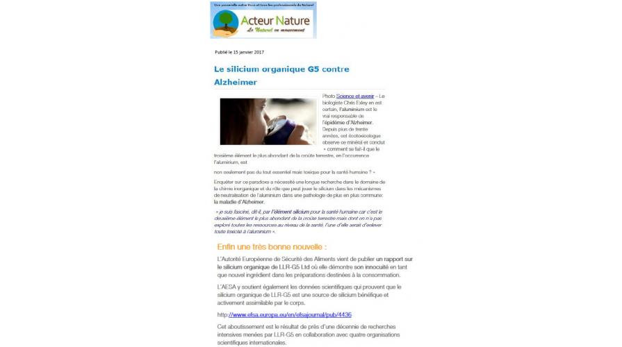 Acteur Nature Media Coverage Organic Silicon G5